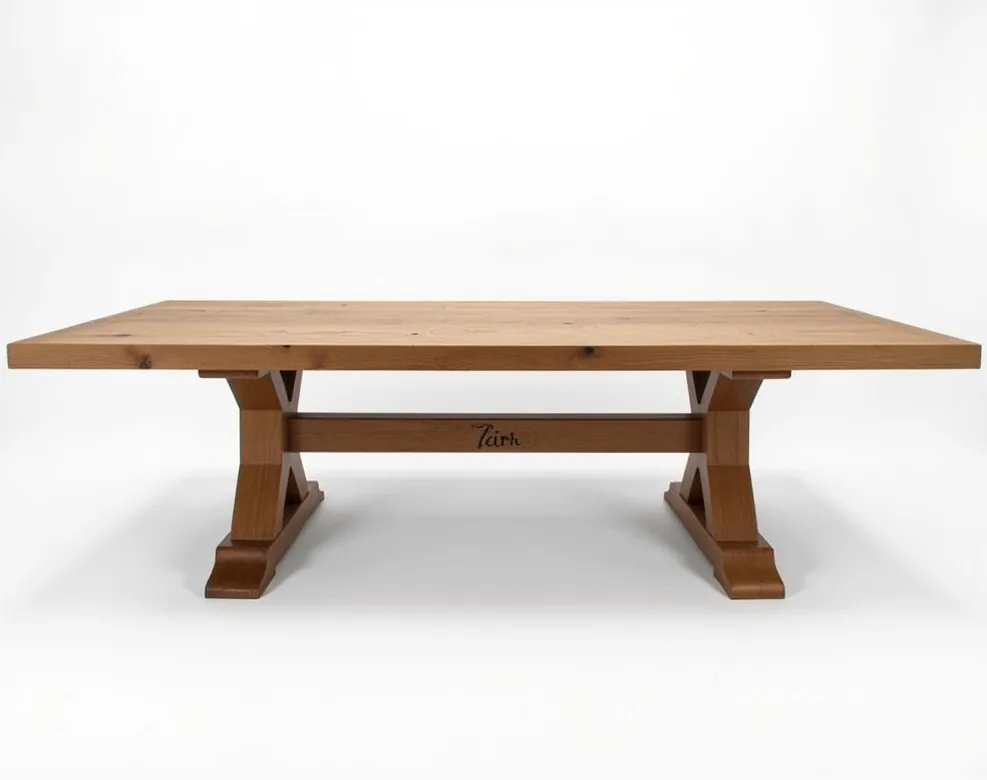 Large reclaimed ash dining table for twelve persons family studio shot
